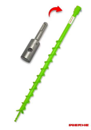 WERHE Erdbohrer für bohrmaschine mit SDS Plus adapter ⌀40 mm, 80cm länge