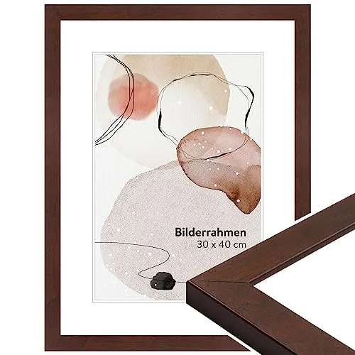 WANDStyle Bilderrahmen 10x15 Nussbaum, moderner Bilderrahmen Holz, hochwertiger Holzbilderrahmen, Posterrahmen zum Aufhängen und Aufstellen, Rahmen 15x10 cm, Fotorahmen H430 - Made in Germany