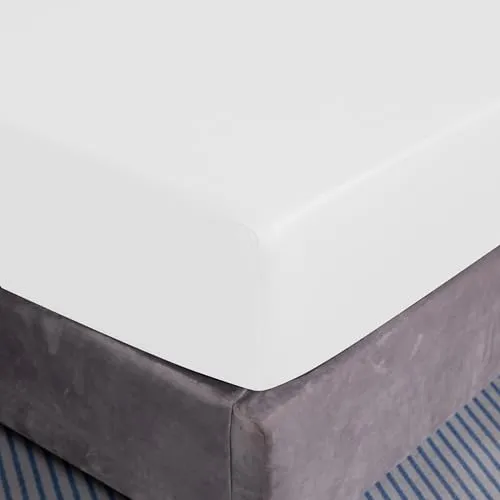 Cotton Market Spannbettlaken mit Gummi 140x200 cm - Robust Bettlaken aus Baumwolle - Einfarbig Spannbetttuch Standardgröße - Thermoregulierung Bettlaken - Ecru