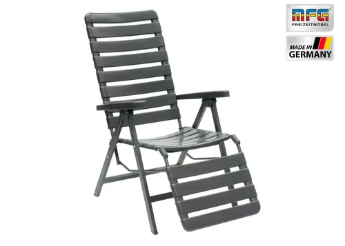 MFG Relax-Deckchair Poel, anthrazit - Vielseitiger Klappstuhl - Liegen - Made in Germany, ideal für Garten und Terrasse, als Sessel und Liege nutzbar, mehrfach verstellbar und platzsparend klappbar.