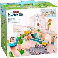 HABA 306745 - Kullerbü Spielbahn Bahnhof, 59-teiliges Set mit Schnellzug und 3 Charakterkugeln, ideal für fantasievolles Spielen ab 2 Jahren