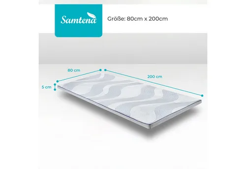 Samtena Gel Matratzen Topper Premium 80x200x5cm - Matratzenauflage mit optimaler Temperaturregulierung durch kühlenden Gel-Schaum, ideal für besseren Schlafkomfort und Rückenschonung.