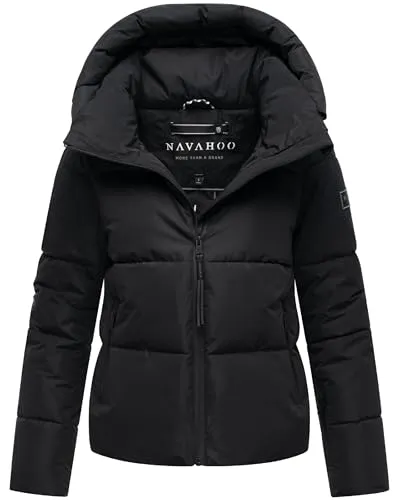 Navahoo Damen Winterjacke Frostherz XIV Black Gr. XL - Funktionsjacke mit abnehmbarer Kapuze, wasserdichten Reißverschlüssen und warmem Innenfutter – ideal für winterliche Outdoor-Aktivitäten und vielseitige Styles.