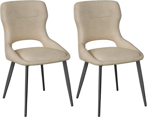WOLTU Esszimmerstühle 2er Set – Gepolsterte Stühle in Khaki mit Ausschnitt Rückenlehne