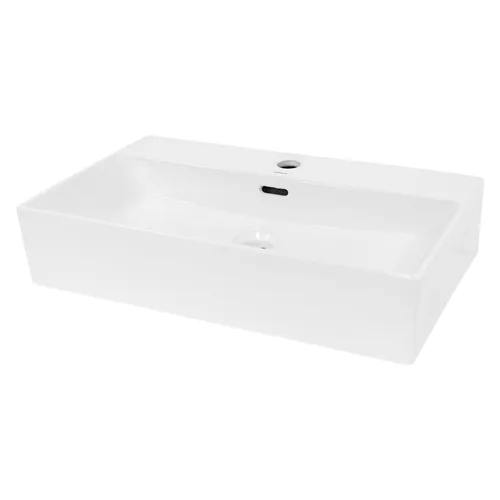 ECD Germany Waschbecken Waschtisch - Modernes Keramik Aufsatzbecken - Waschbecken aus hochwertiger Keramik, eckig und platzsparend, ideal für stilvolle Badezimmer oder Gäste-WCs. Robust und einfach zu reinigen.