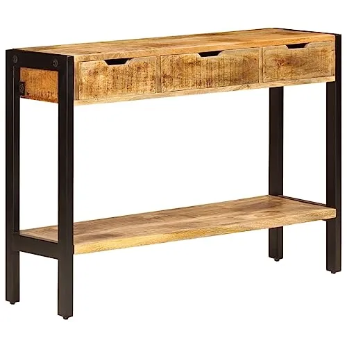 vidaXL Mangoholz Massiv Sideboard mit 3 Schubladen - Stilvolles Kommode im Vintage-Stil aus stabilem Mangoholz mit einzigartiger Maserung, ideal für jeden Raum und bietet zusätzlichen Stauraum.