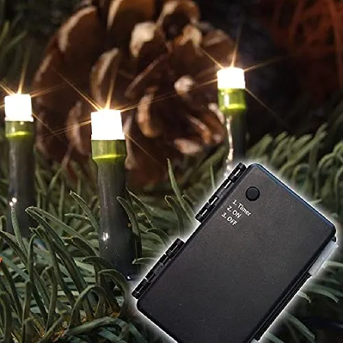 LED-Batterielichterkette 40er warmweiss in grün von FHS