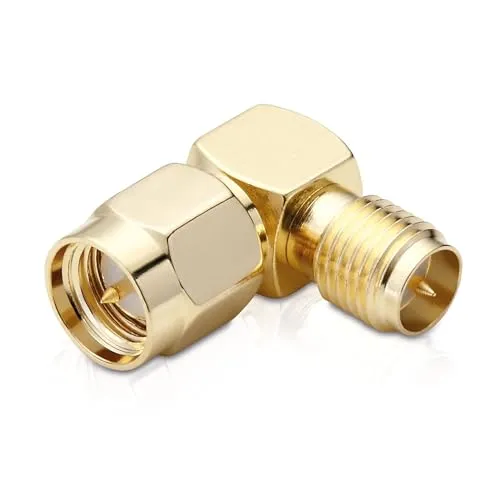 conecto SMA-Adapter, 90° Winkel-Adapter, SMA-Stecker mit Pin auf RP-SMA-Buchse mit Pin, Adapter zum verbinden von SMA-Anschlüssen, vergoldet