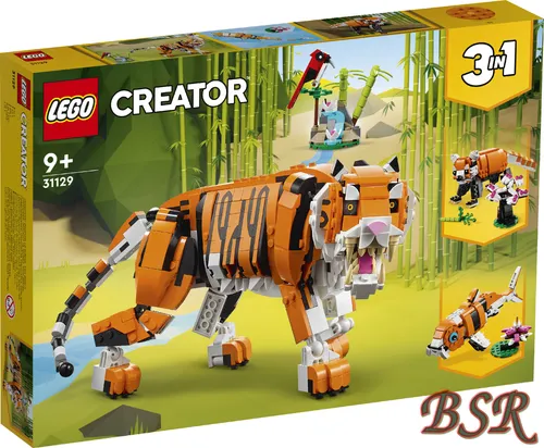 LEGO Creator 3-in-1 Tierfiguren-Set - Majestätischer Tiger, roter Panda und Koi, kreatives Konstruktionsspielzeug für endlosen Spielspaß und interaktive Modelle