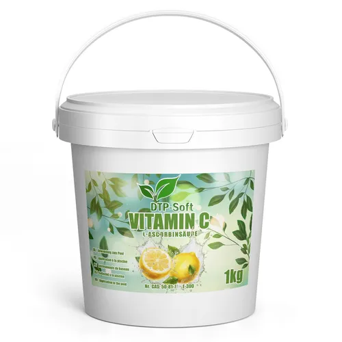 Produktbild 1kg 100% Vitamin C Pulver 1 kg TOP L-Ascorbinsäure Lebensmittelqualität EIMER