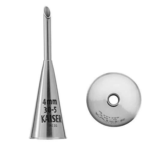 Original Kaiser Fülltülle 4 mm, Spritztülle aus Edelstahl rostfrei, Krapfentülle falz- und randfrei, Berliner Tülle, Silber