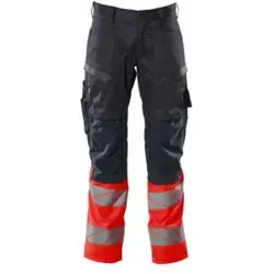 Hose mit Knietaschen und Stretch-Einsätzen 82C50 - Zweifarbige Hose mit fluoreszierenden Kontrasten und ergonomisch geformten Beinen. Hochwertige Materialien und verstärkte Knietaschen für optimale Funktionalität im Arbeitsalltag.