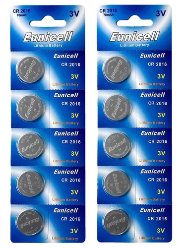 Produktbild ☀️☀️☀️☀️☀️ 10 x CR2016 3V Lithium Batterie Knopfzelle ( 2 Card a 5 Stück ) Euni