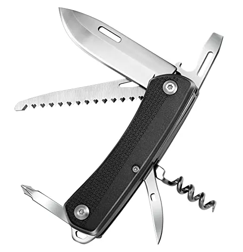 ZIMAIC Taschenmesser 7-in-1,Edelstahl Multitool Messer, Schwarz