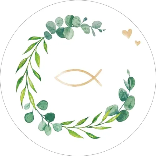 Bierdeckel aus Filzpappe/Karton Getränke-Untersetzer Ø 107mm rund oder 93x93mm eckig Party Feiern Geburtstage (100, Eukalyptus-Fisch)