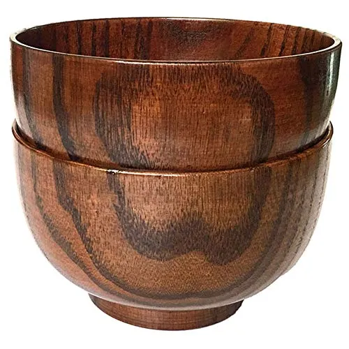 Cospring Handgefertigte Holzschale, Becher, für Reis, Suppe, Dip, Kaffee, Tee, Dekoration (2 x Jujube-Schalen, L: 14,5 cm Durchmesser, 8,9 cm hoch