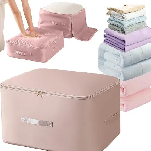 Makukke Groß Ultra Platz Sparender Selbstkomprimierender Organizer, 2024 Neuest Komprimierender Beutel Nylon Packtaschen Aufbewahrungsbeutel für Kleidung Bettdecken, 52x42x60 cm
