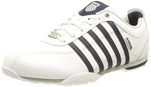 K-Swiss Arvee 1.5 Sneaker für Herren - Weiß/Navy/Grau-Violett, Größe EU 49 - Sneaker für Herren aus hochwertigem Leder, ideal für Komfort und Stil im Alltag. Leichte Konstruktion mit Gummisohle und Dämpfung für besten Tragekomfort.