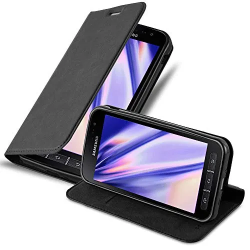 Cadorabo Hülle kompatibel mit Samsung Galaxy XCover 4 / XCover 4s aus Kunst Leder Flip Klappbare Magnetische [Kartenfächern] Cover Hülle für Galaxy XCover 4 / XCover 4s Tasche in Schwarz