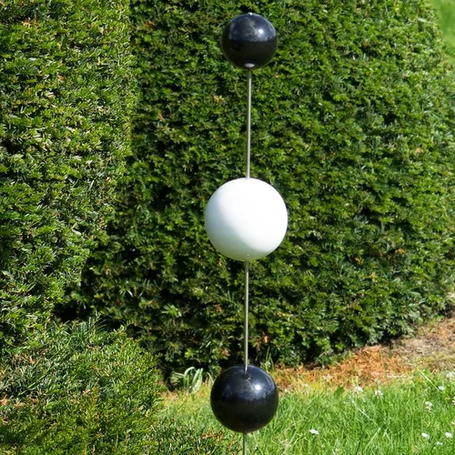 CIM Gartenstecker Edelstahl Schwarz Weiß Gesamthöhe: 130cm Garten Deko Kugeln