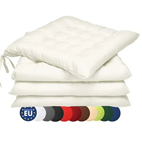 Beautissu 4er Set Stuhlkissen 40x40 – Komfortable Sitzkissen für Indoor & Outdoor - Kissen für Gartenmöbel & Stühle, 5 cm Polsterung für optimalen Sitzkomfort, pflegeleicht und OEKO-TEX zertifiziert.
