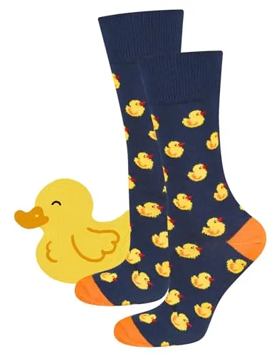 soxo Tiere Socken Herren Sommer Herrensocken Baumwolle Socks Men Lustige Laufsocken 40-45 Entenküken
