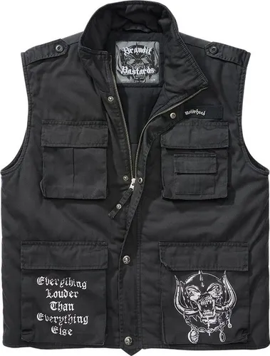 Brandit Motörhead Ranger Vest 4XL – Schwarz - Stylische Westen für Fans: Große Rückenprints, praktische Taschen und abnehmbarer Pin. Ideal für lässige Outfits und jeden Anlass.