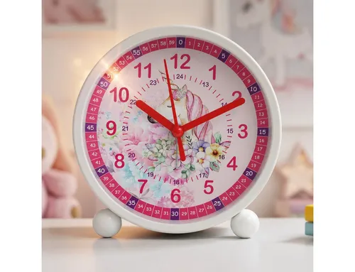 K&L Wall Art Tischuhr Kinder Tischwecker Junge Mädchen Tischuhr Kinderzimmer leises Uhrwerk, Kinderwecker mit Licht und Alarmfunktion