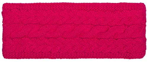 styleBREAKER Damen Strick Stirnband mit Zopfmuster - Pink - Strickmütze für Damen mit warmem Thermo-Fleece Innenfutter, ideal für kalte Temperaturen. Flexibles Material sorgt für perfekten Sitz bis Kopfumfang 59 cm.