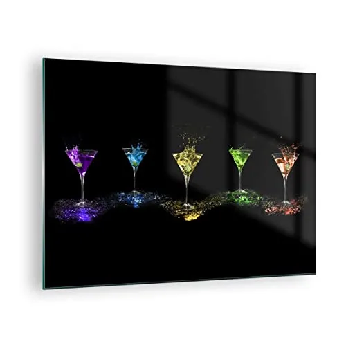 Bilder auf Glas Cocktail trinken Alkohol Glas Glasbild 70x50cm Wandbilder Dekoration Wohnzimmer Schlafzimmer Küche Deko Klein Wanddeko Bild im Glas Wand Kunstdruck Art Modern Wall Decor GAA70x50-0442