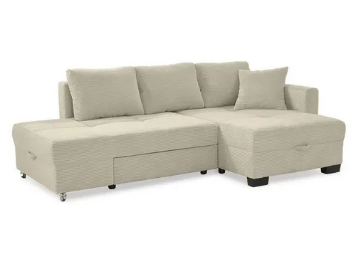 luma-home Ecksofa 15215 mit Schwenkfunktion, platzsparend und umbaubar zum Doppelbett - Ecksofa mit Schwenkfunktion, ideal für platzsparendes Wohnen und über Nacht ein bequemes Doppelbett. Hochwertiger Cordstoff und großer Bettkasten für zusätzlichen Stauraum.