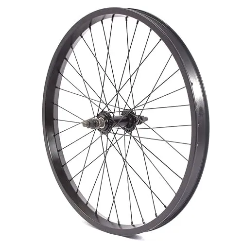 KHE BMX Vorderrad schwarz eloxiert 35mm breit - Laufräder mit 36 Loch PRISM Nabe und hochwertiger 35mm TDI 7005 Aluminium Felge, ideal für BMX-Fahrer, leicht und robust mit nur 828g.
