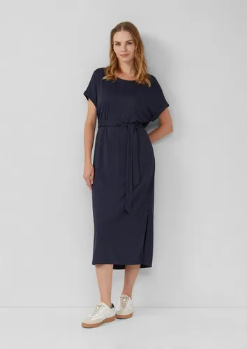 s.Oliver Midikleid Kleid Jersey-Kleid mit einseitigem Schlitz und Bindegürtel
