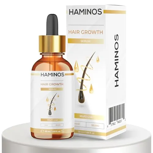 HAMINOS Hair Growth Serum mit Rosmarin, Ginseng, Ingwer und Peptiden – Stimuliert und Stärkt das Haar – Gegen Haarausfall, Revitalisierend