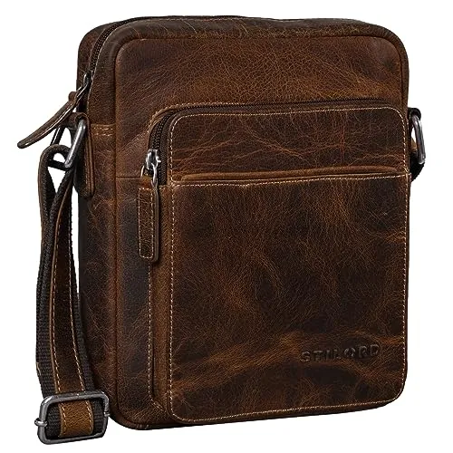 STILORD 'Vittorio' Herren Umhängetasche aus Leder - Messenger-Bag im Vintage-Look: Hochwertige Echtleder Tasche für Männer, ideal für iPads bis 9,7 Zoll, mit verstellbarem Schultergurt für hohen Tragekomfort und sichere Aufbewahrung durch robuste Reißverschlüsse.