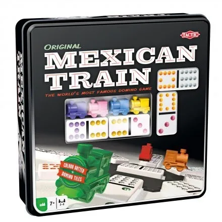 Tactic Mexican Train Domino Spiel - lustiges Spiel für 2-8 Spieler, hochwertiges Deluxe Set für stundenlangen Spaß und Gemeinschaft