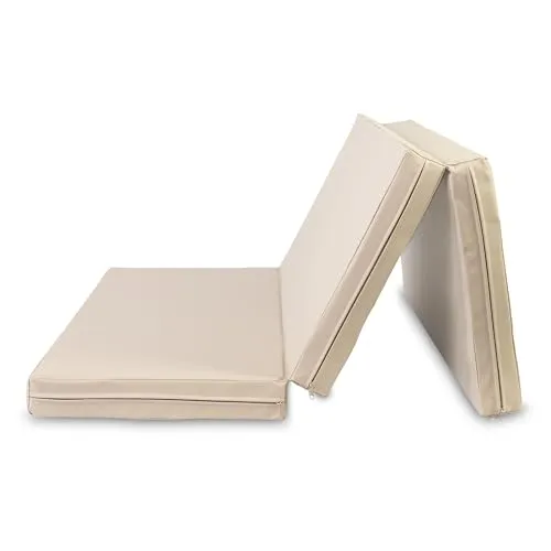 Jeflex - beige klappbare Weichbodenmatte & Turnmatte 150 x 100 x 8 cm MADE IN GERMANY/Gymnastikmatte tragbar/platzsparende Fitnessmatte & Yogamatte/Spielmatte für Kinderzimmer