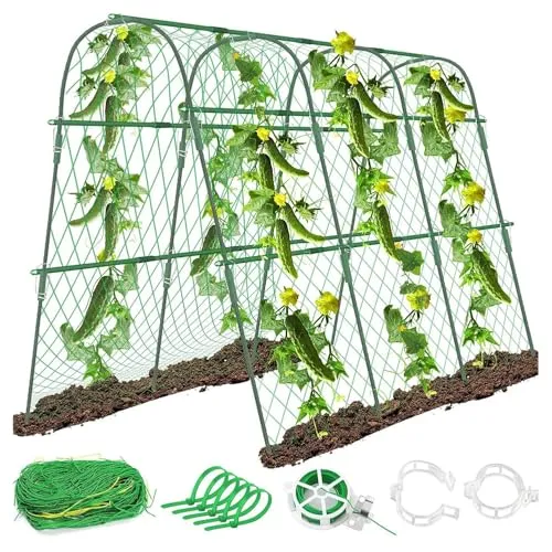 Gurke Rankhilfe Im Set,Rankgitter Für Gurke,160 * 120cm u-Förmiges Metall-Kunststoff-Spalier,Für Gemüse,Blumen,Obst,Outdoor-Garten Pflanze Unterstützung Spalier(u-Form,Grüne Farbe)