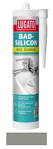 Lugato Bad-Silikon Wie Gummi steingrau 310 ml - Dichtstoff für Badezimmer, bietet eine flexible und langlebige Abdichtung, ideal gegen Feuchtigkeit und Schimmelbildung.