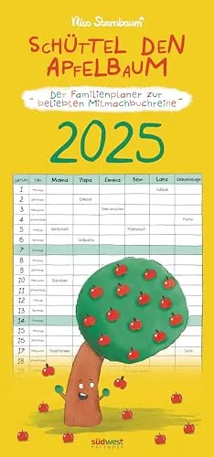 Schüttel den Apfelbaum - der Familienplaner zur beliebten Mitmachbuchreihe von Nico Sternbaum - Monats-Wandkalender 2025 zum Aufhängen, mit ... 