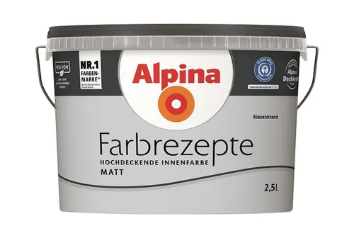 Alpina Farbrezepte Kieselstrand matt 2,5L - Hochwertige Wandfarbe in eleganten Kieselstrand-Ton, ideal für ein modernes Wohnambiente und mit hervorragender Deckkraft.