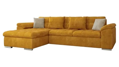 Mirjan24 Ecksofa Gelb 5-Sitzer mit Schlaffunktion - Sofas & Couches, modernes Ecksofa mit Bettkasten und Schlaffunktion, ideal für Gästeübernachtungen und gemütliche Wohnräume.
