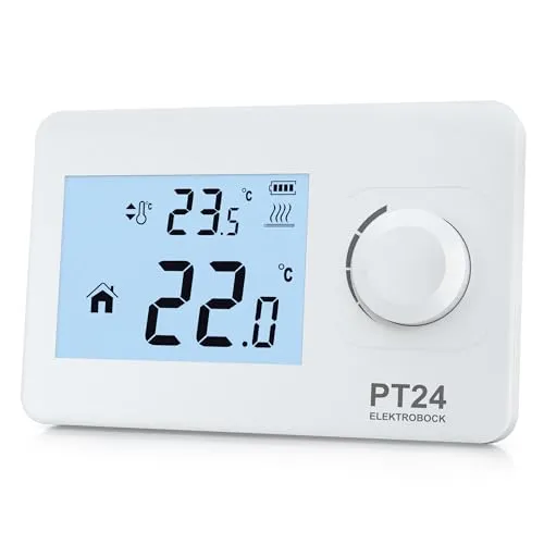 ELEKTROBOCK PT24 Raumthermostat mit LCD Display – Flexibles Wandthermostat für alle Heiz- und Kühlsysteme