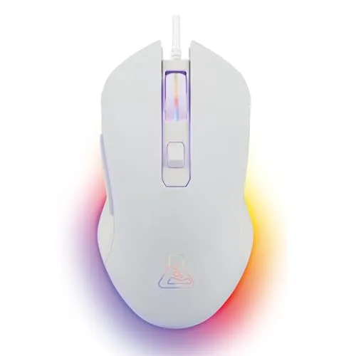 The G-Lab - Kult Helium - USB-Gaming-Maus mit Kabel - Optischer Sensor mit 800 bis 6400 DPI, 7 farbige LED, 6 Tasten - Bequeme und leichte Gaming-Maus – PC Mac Xbox PS4 PS5 – Weiß