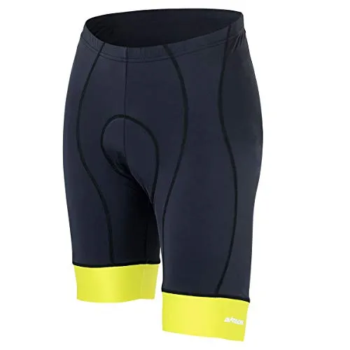 Airtracks Herren Fahrradhose Kurz Radhose Comfort Line Kurze MTB Radlerhose Mountainbike 3D Coolmax Gepolstert Atmungsaktiv Reflektoren S M L XL XXL 3XL 4XL - schwarz-neon - L