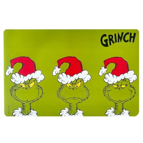 The Grinch – Platzmatte Platzdeckchen Plastik 44x28,5cm Grün Tischdeko Weihnachtsdeko – Weihnachts Tischset mit Grinchmotiven – Telleruntersetzer als weihnachtliche Deko für Esstisch & Adventszeit