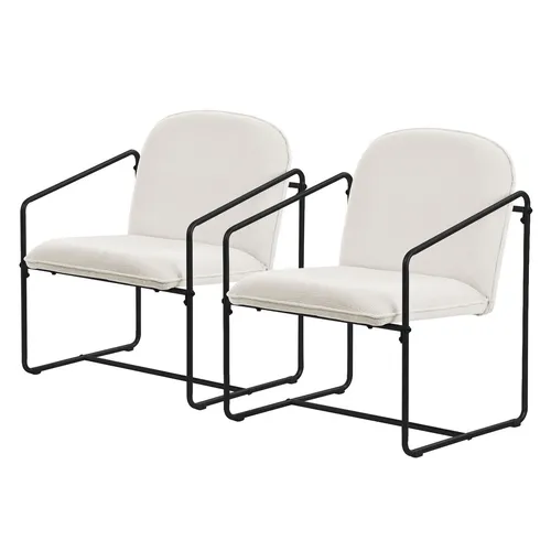ML-Design 2er Set Beige Relaxsessel mit Schwarz Gestell