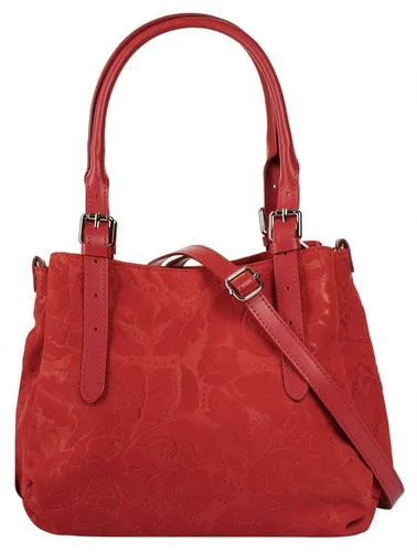 Henkeltasche SAMANTHA LOOK, Damen, rot - Elegante Handtasche aus 100% Rindleder, Made in Italy. Mit geräumigem Hauptfach, Smartphonefach und verstärkten Bodennägeln für optimalen Schutz.