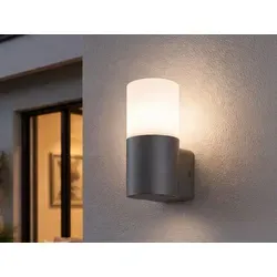 Runde LED Außenwandleuchte Anthrazit - Wetterfeste Außenleuchte aus Aluminium, ideal für Eingangsbereiche und Terrassen, mit modernem Design und warmweißer Beleuchtung (E27, 6W, 470 Lumen).