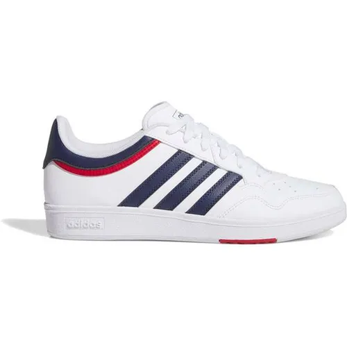 adidas Unisex Hoops 4.0 Shoes - Bequeme Herren-Sneaker - Herren-Sneaker in Cloud White und Dark Blue, mit regulärer Passform und atmungsaktivem Mesh-Futter für optimalen Tragekomfort.